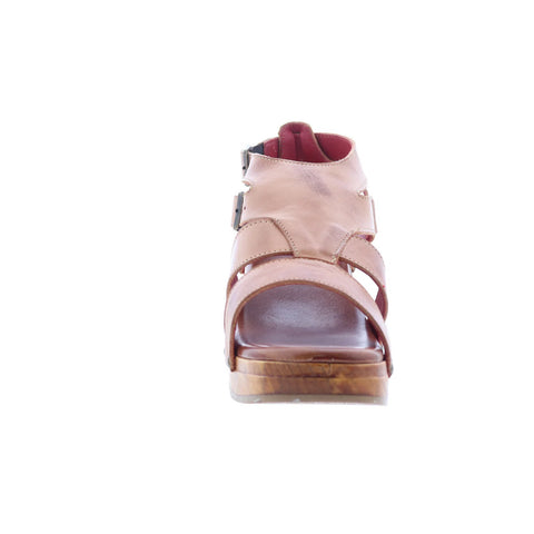Bed Stu Devlin F399036 Womens Brown Leather Hook & Loop Heeled Sandals Shoes