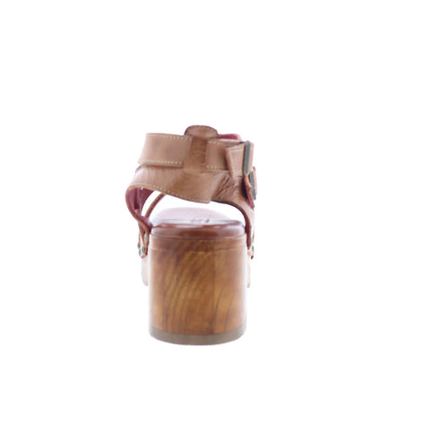 Bed Stu Devlin F399036 Womens Brown Leather Hook & Loop Heeled Sandals Shoes