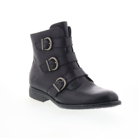Born Nivine F70803 Womens Black Leather Zipper Ankle & Booties Boots