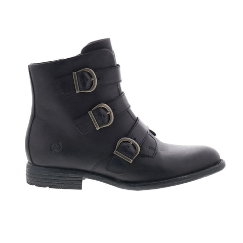 Born Nivine F70803 Womens Black Leather Zipper Ankle & Booties Boots