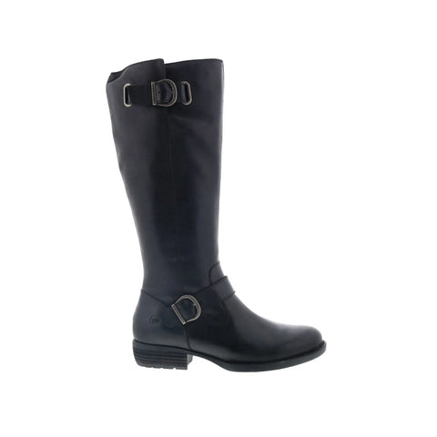 Born Turne F71203 Womens Black Leather Zipper Knee High Boots