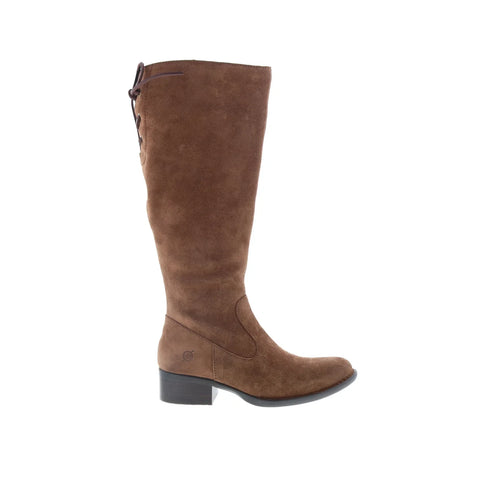 Born Cotton F75457 Womens Brown Suede Zipper Knee High Boots