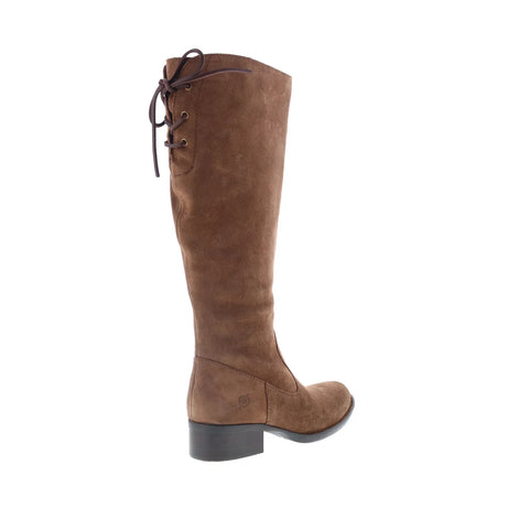 Born Cotton F75457 Womens Brown Suede Zipper Knee High Boots