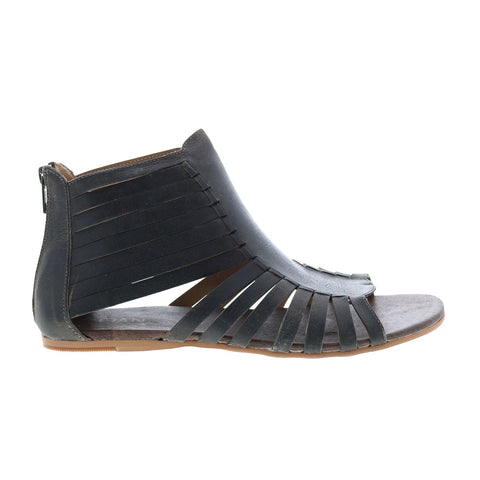 Roan by Bed Stu Pearl F990004 Womens Black Leather Zipper Strap Sandals Shoes