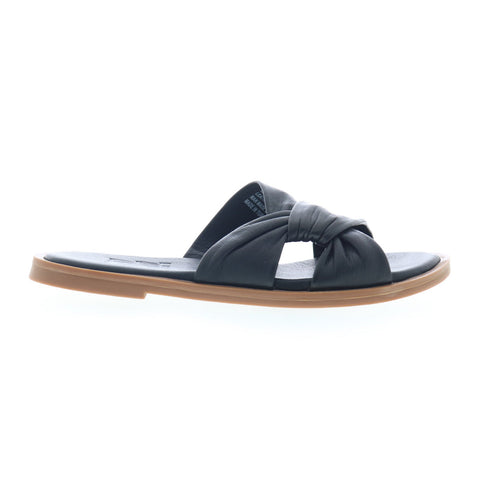 Miz Mooz Fabio Womens Black Leather Slip On Slides Sandals Shoes