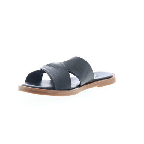Miz Mooz Fabio Womens Black Leather Slip On Slides Sandals Shoes