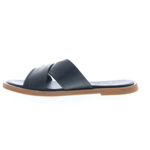 Miz Mooz Fabio Womens Black Leather Slip On Slides Sandals Shoes