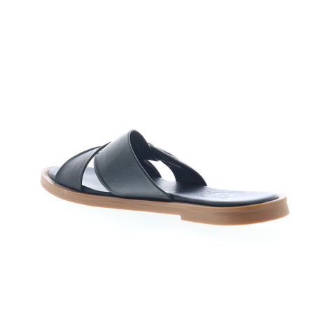 Miz Mooz Fabio Womens Black Leather Slip On Slides Sandals Shoes