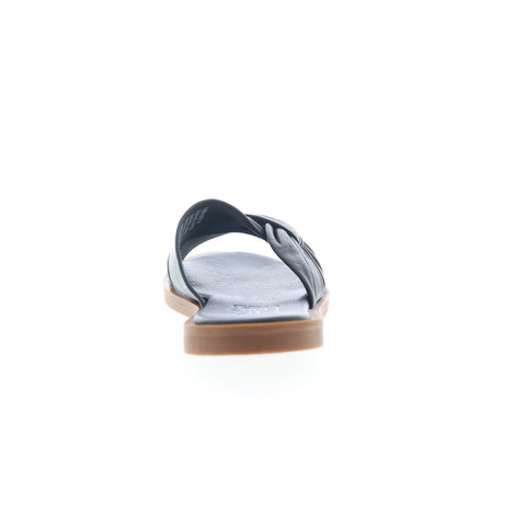 Miz Mooz Fabio Womens Black Leather Slip On Slides Sandals Shoes