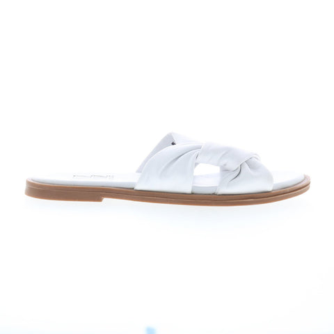 Miz Mooz Fabio Womens White Leather Slip On Slides Sandals Shoes