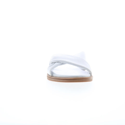 Miz Mooz Fabio Womens White Leather Slip On Slides Sandals Shoes
