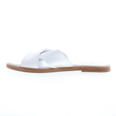 Miz Mooz Fabio Womens White Leather Slip On Slides Sandals Shoes