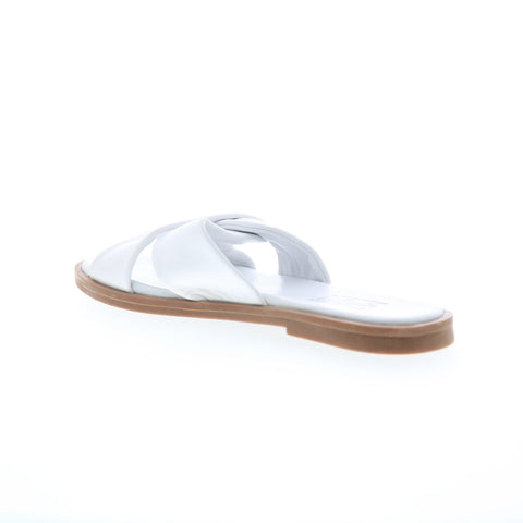 Miz Mooz Fabio Womens White Leather Slip On Slides Sandals Shoes