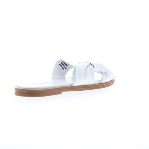 Miz Mooz Fabio Womens White Leather Slip On Slides Sandals Shoes