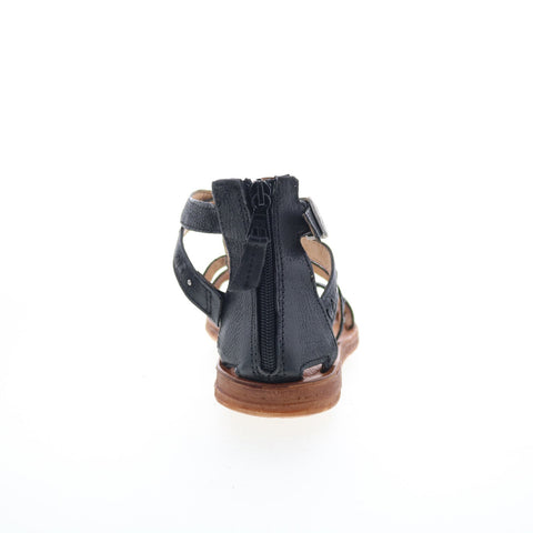 Miz Mooz Fabiola Womens Black Leather Hook & Loop Strap Sandals Shoes