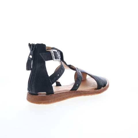 Miz Mooz Fabiola Womens Black Leather Hook & Loop Strap Sandals Shoes
