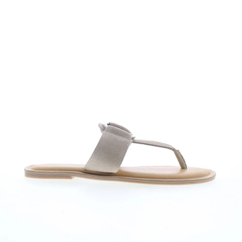 Minnetonka Fairlea 5915263 Womens Gray Suede Slip On Flip-Flops Sandals Shoes