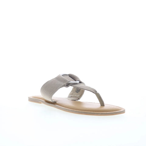 Minnetonka Fairlea 5915263 Womens Gray Suede Slip On Flip-Flops Sandals Shoes