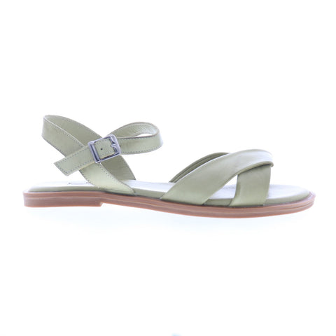 Miz Mooz Fallyn Womens Green Leather Hook & Loop Strap Sandals Shoes