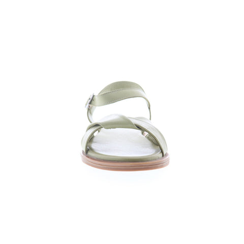 Miz Mooz Fallyn Womens Green Leather Hook & Loop Strap Sandals Shoes