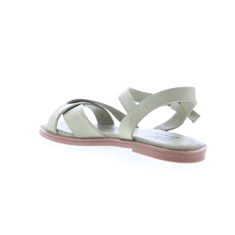 Miz Mooz Fallyn Womens Green Leather Hook & Loop Strap Sandals Shoes