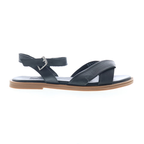 Miz Mooz Fallyn Womens Black Leather Hook & Loop Strap Sandals Shoes
