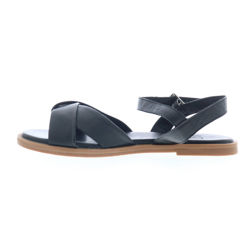 Miz Mooz Fallyn Womens Black Leather Hook & Loop Strap Sandals Shoes