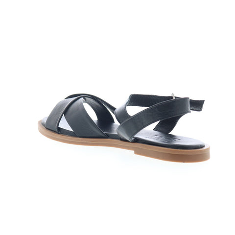 Miz Mooz Fallyn Womens Black Leather Hook & Loop Strap Sandals Shoes