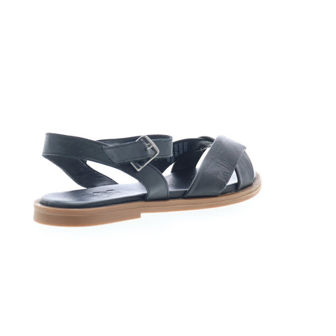 Miz Mooz Fallyn Womens Black Leather Hook & Loop Strap Sandals Shoes