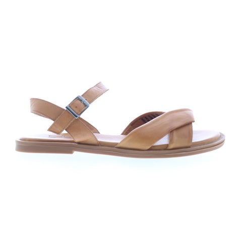 Miz Mooz Fallyn Womens Brown Leather Hook & Loop Strap Sandals Shoes