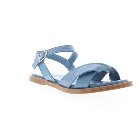 Miz Mooz Fallyn Womens Blue Leather Hook & Loop Strap Sandals Shoes