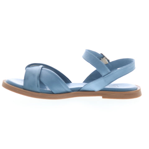 Miz Mooz Fallyn Womens Blue Leather Hook & Loop Strap Sandals Shoes