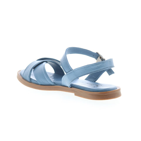 Miz Mooz Fallyn Womens Blue Leather Hook & Loop Strap Sandals Shoes