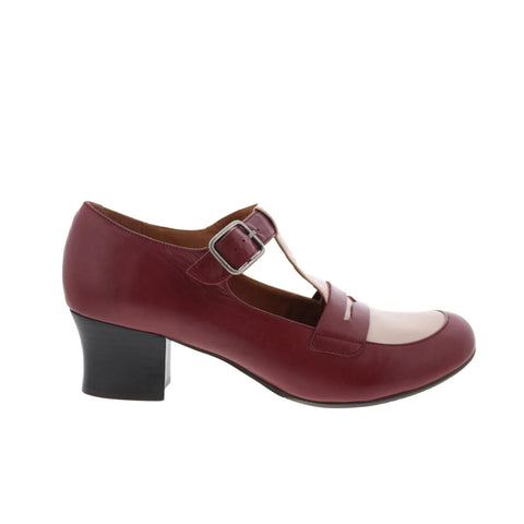 Miz Mooz Fancie Womens Red Leather Hook & Loop Strap Heels Shoes