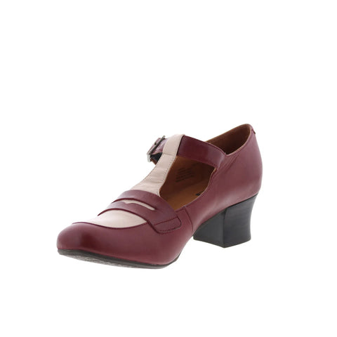 Miz Mooz Fancie Womens Red Leather Hook & Loop Strap Heels Shoes