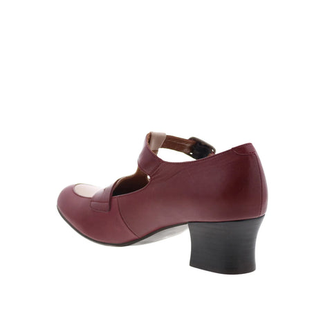 Miz Mooz Fancie Womens Red Leather Hook & Loop Strap Heels Shoes