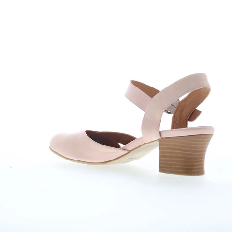 Miz Mooz Farah Womens Pink Leather Hook & Loop Heeled Sandals Shoes