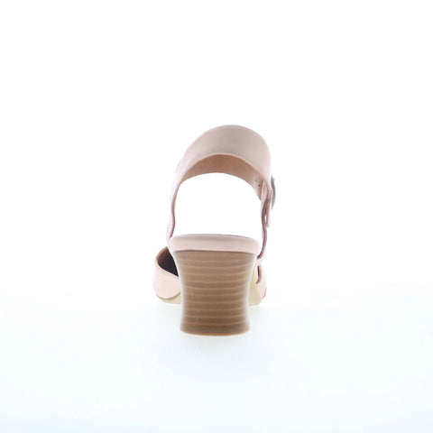 Miz Mooz Farah Womens Pink Leather Hook & Loop Heeled Sandals Shoes