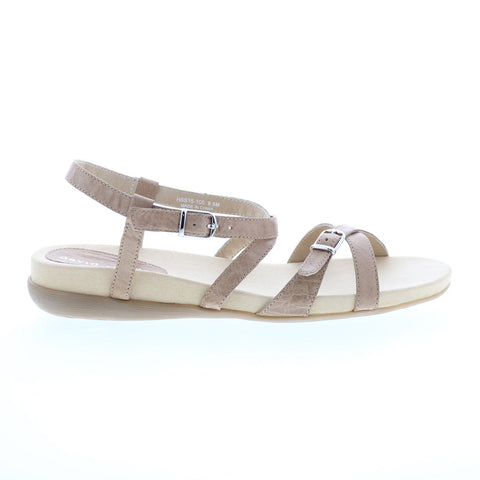 David Tate Farah Womens Beige Narrow Leather Hook & Loop Strap Sandals Shoes