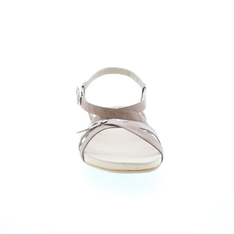 David Tate Farah Womens Beige Narrow Leather Hook & Loop Strap Sandals Shoes