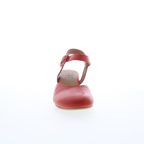 Miz Mooz Faren Womens Red Leather Hook & Loop Strap Heels Shoes
