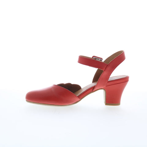 Miz Mooz Faren Womens Red Leather Hook & Loop Strap Heels Shoes