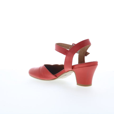 Miz Mooz Faren Womens Red Leather Hook & Loop Strap Heels Shoes