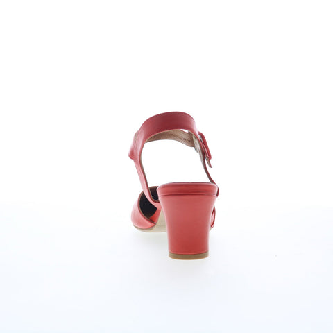 Miz Mooz Faren Womens Red Leather Hook & Loop Strap Heels Shoes