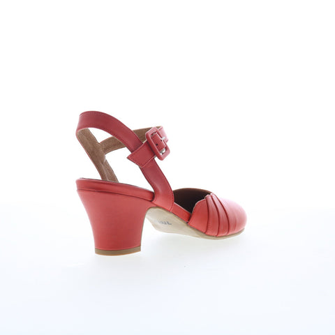 Miz Mooz Faren Womens Red Leather Hook & Loop Strap Heels Shoes