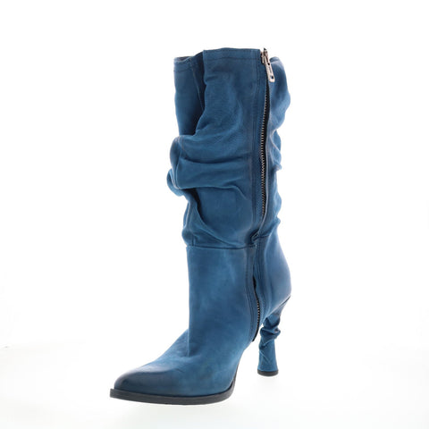 A.S. 98 Faron Womens Blue Leather Zipper Casual Dress Boots