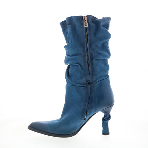 A.S. 98 Faron Womens Blue Leather Zipper Casual Dress Boots