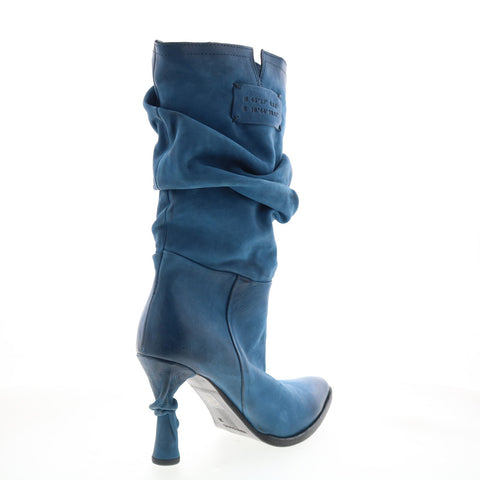 A.S. 98 Faron Womens Blue Leather Zipper Casual Dress Boots