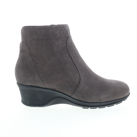 Easy Spirit Farre SEFARRE Womens Gray Wide Suede Zipper Casual Dress Boots