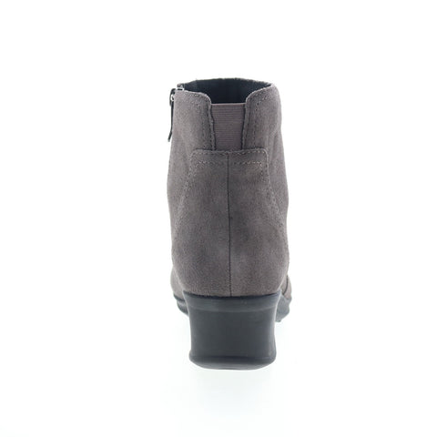 Easy Spirit Farre SEFARRE Womens Gray Wide Suede Zipper Casual Dress Boots